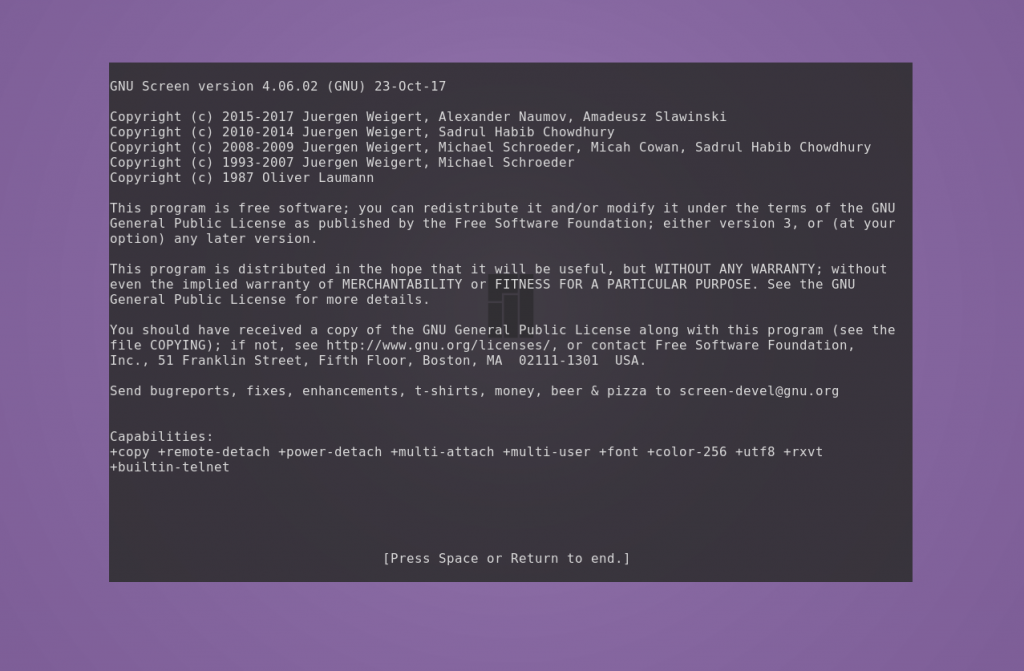 Команда screen Linux