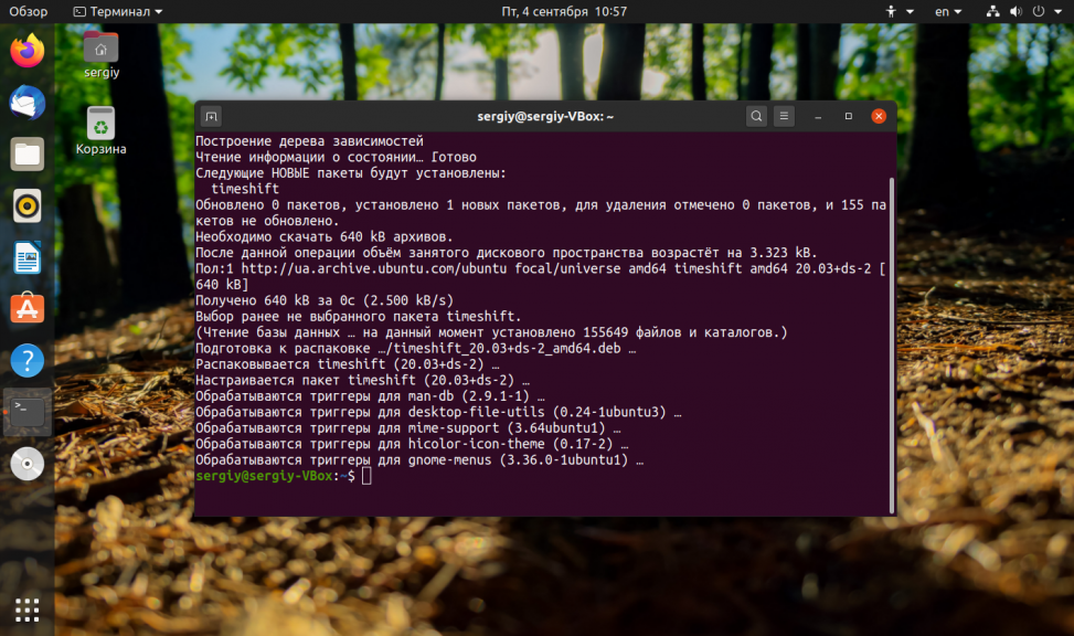 Откат системы Ubuntu