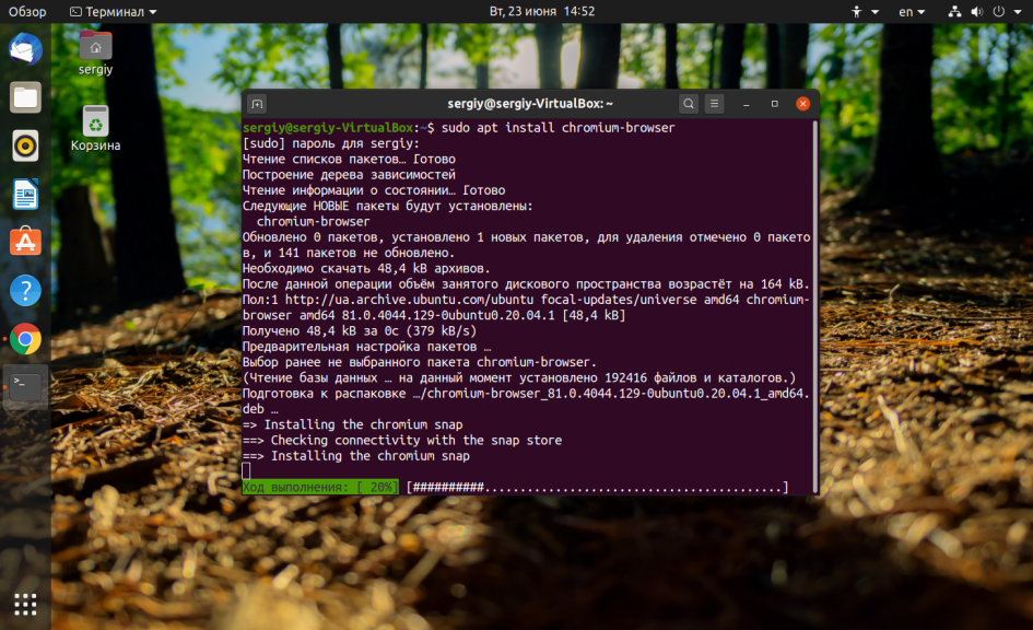 Установка Chromium Ubuntu 20.04