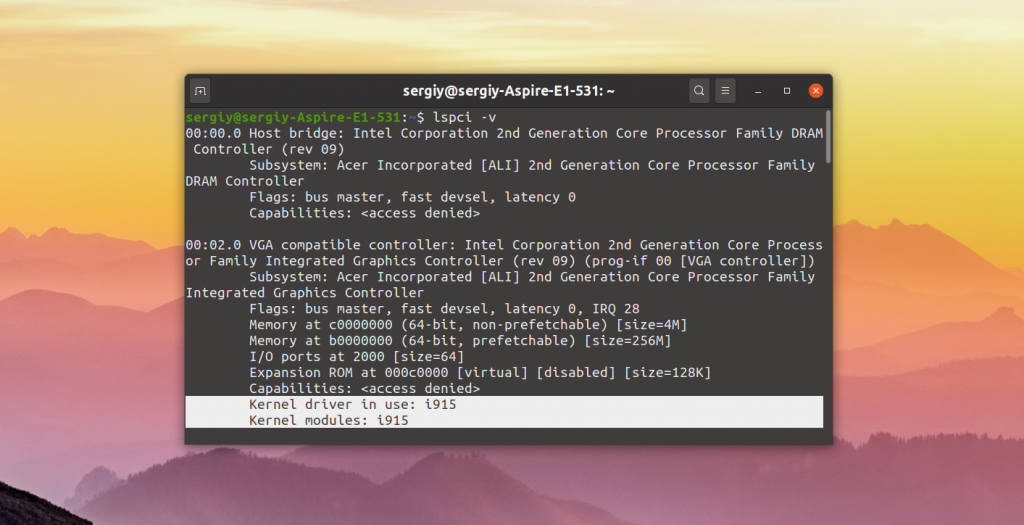 Установка драйвера Intel в Ubuntu
